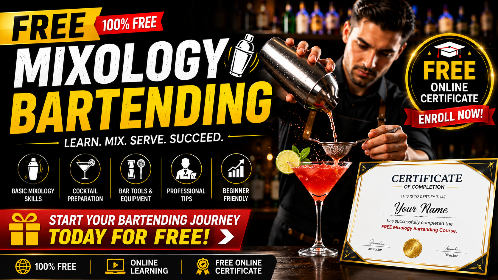 FREE MIXOLOGY BARTENDING